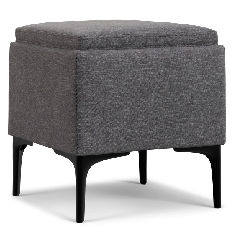 Natasha – Storage Ottoman With Tray – Gray