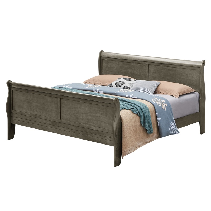 Queen Bed Panel Sleigh – Gray