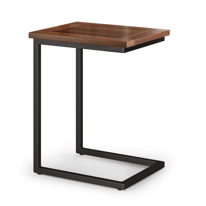 Skyler – Wide C Side Table – Dark Cognac Brown