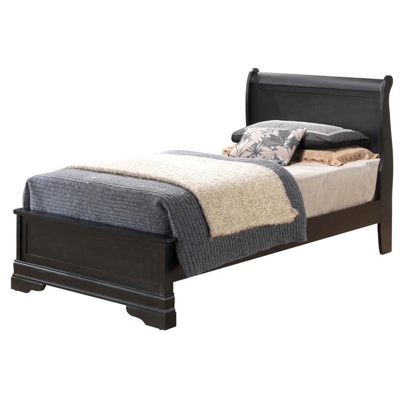 Twin Bed Sleigh Design – Black