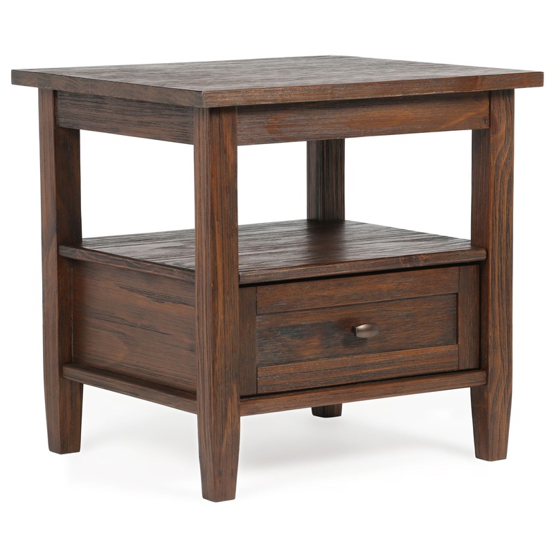 Warm Shaker – End Table – Distressed Charcoal Brown
