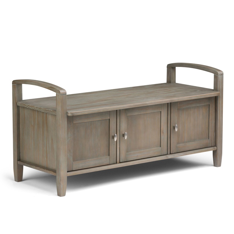 Warm Shaker – Entryway Storage Bench – Distressed Gray