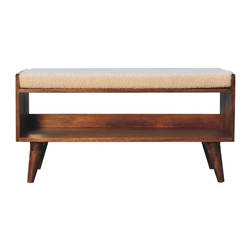 Boucle Nordic Storage Bench – Chestnut