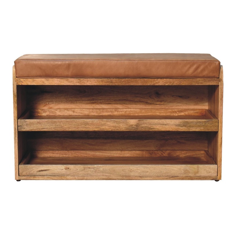 Buffalo – Hide Pull Out Shoe Storage Bench – Oak