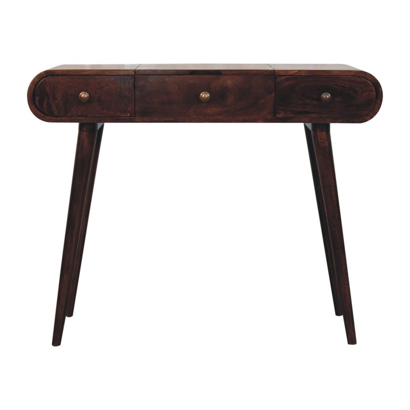 Dressing Table With Foldable Mirror – Walnut