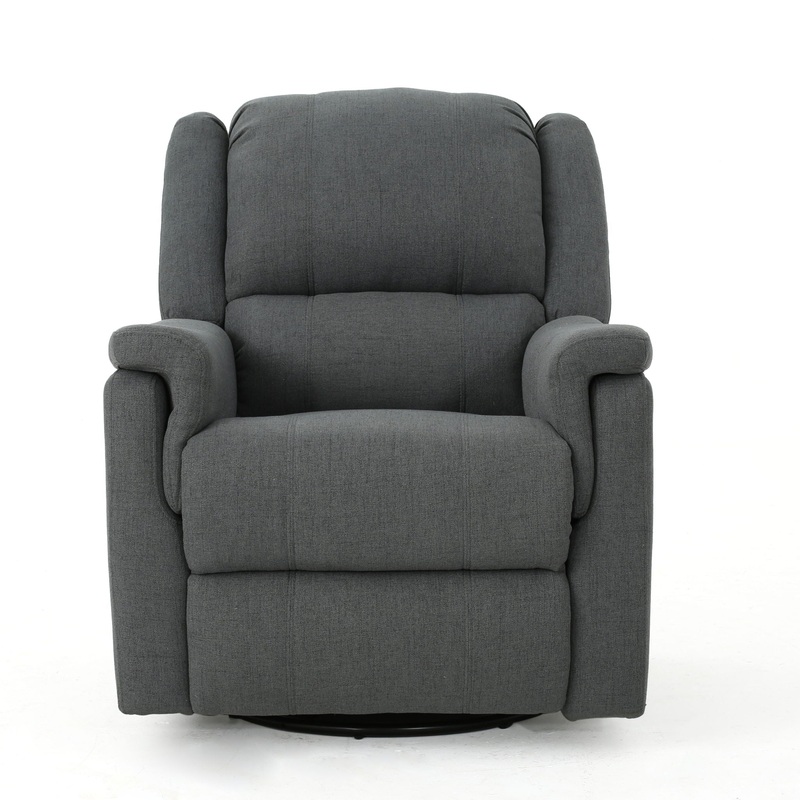 Glider Recliner With Swivel, Manual Reclining Chair – Charcoal