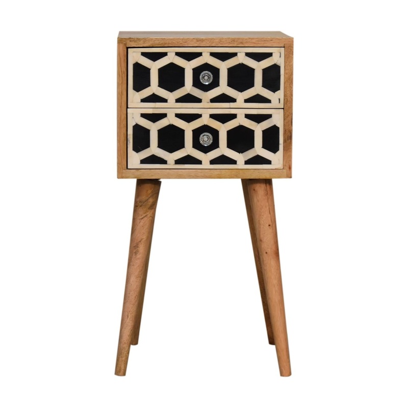 Inlay – Bone 2 Drawer Bedside Table – Light Brown