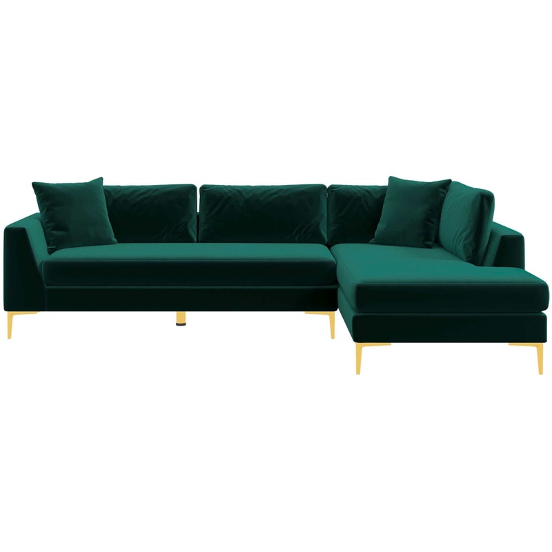 Mano – Right Facing L-Shaped Sectional Sofa – Green