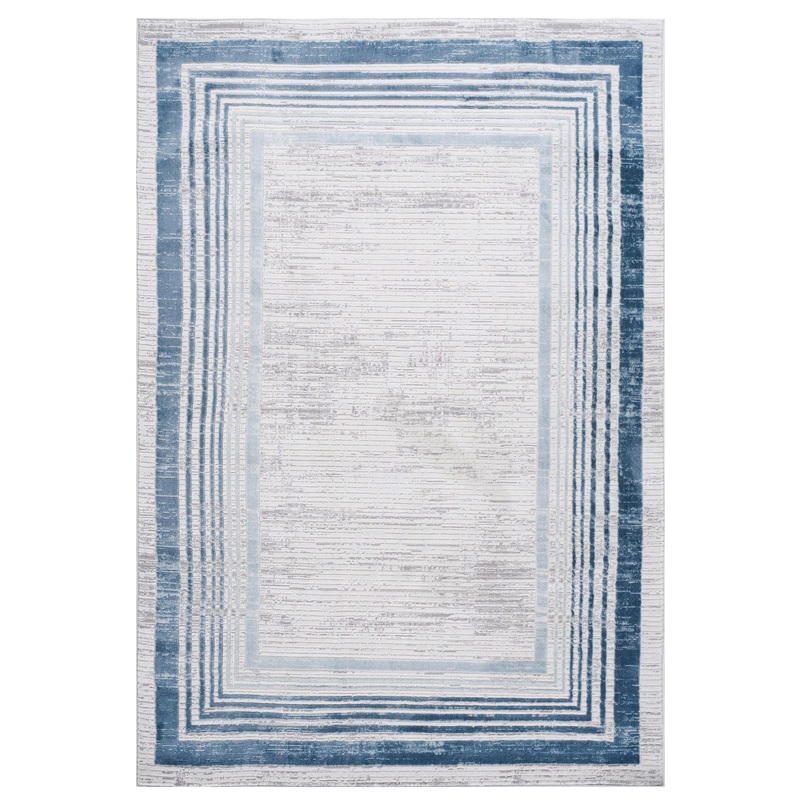Marfi – 2′ X 3′ Bordered Area Rug – Blue / Ivory