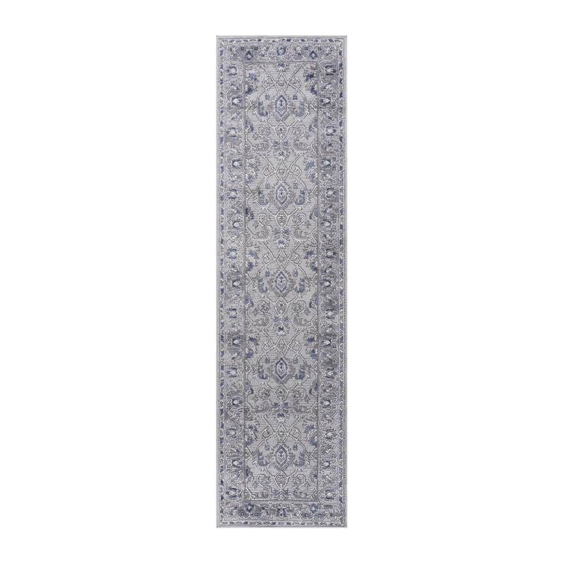 Marfi – 2′ X 8′ Oriental Runner Rug – Gray / Blue
