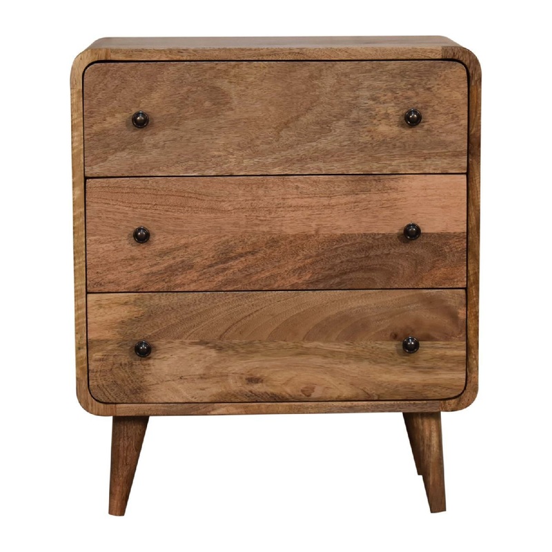 Mini Curved Chest, 3 Drawer – Oak