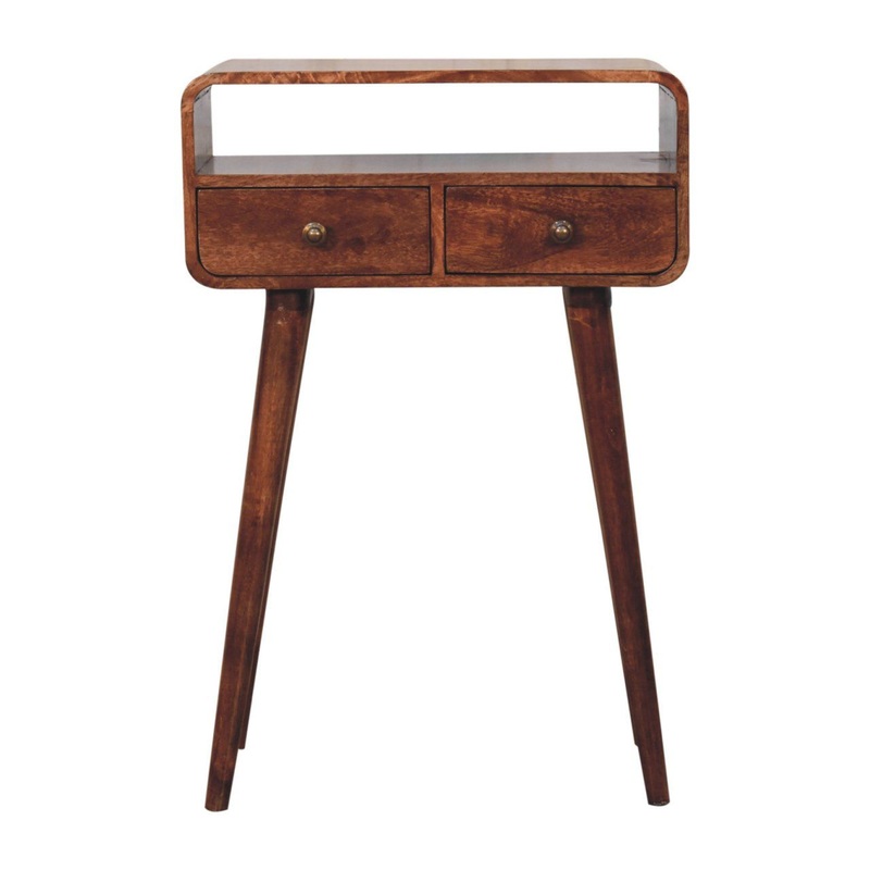 Mini Curved Console Table – Caramel