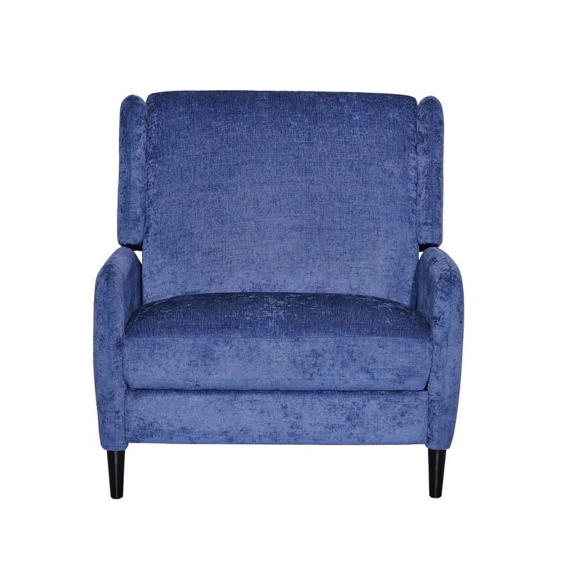 Oversized Textured Pushback Recliner – Navy Blue / Dark Brown