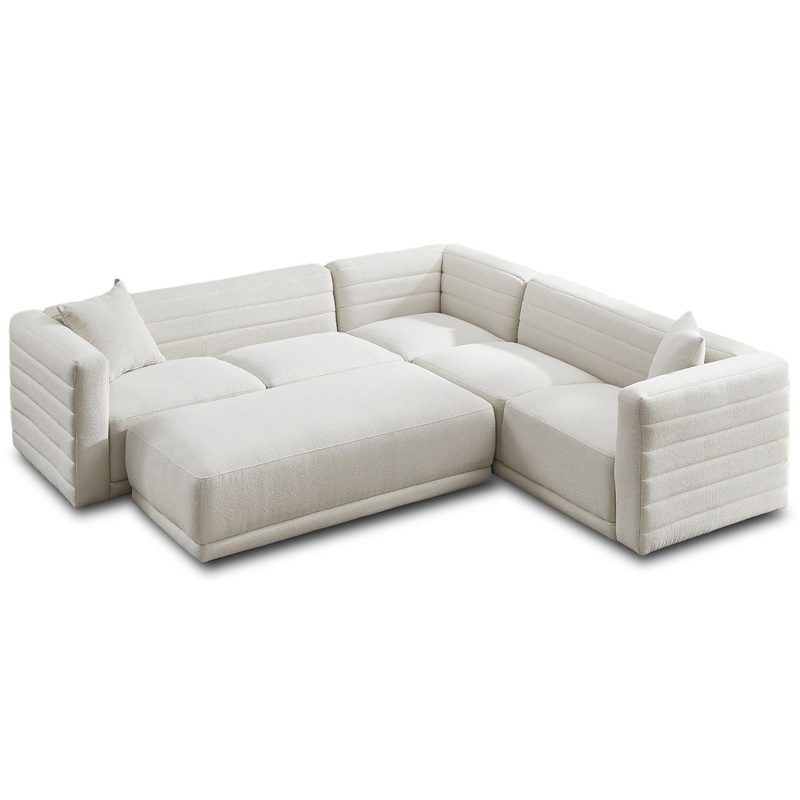 Solo – Corner Sectional Sofa With Ottoman – Cream