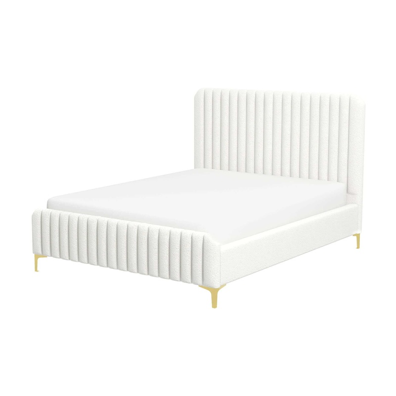 Valery – King Size Platform Bed – Cream