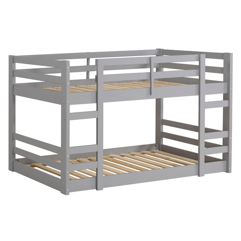 Classic Twin Over Twin Bunk Stackable Bed Frame – Gray