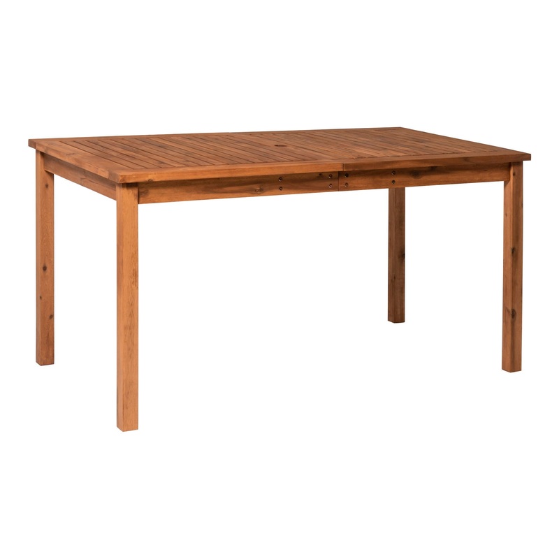 Contemporary Slat Top Outdoor Dining Table – Brown