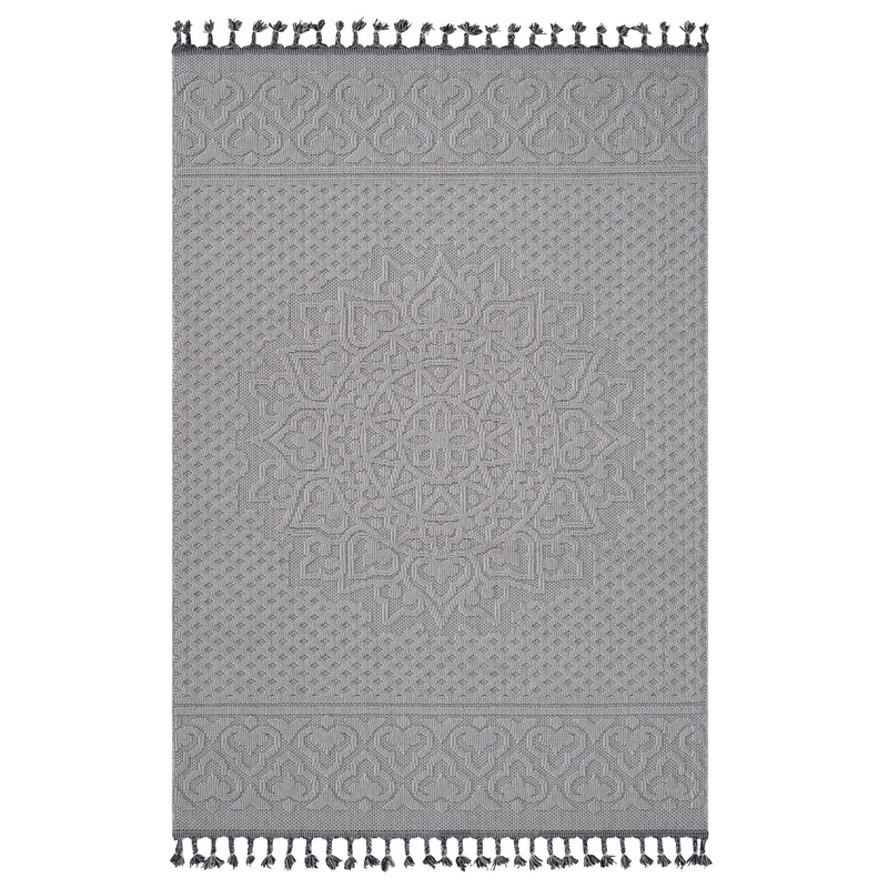 Guros – 4′ X 6′ Medallion Indoor / Outdoor Area Rug – White / Ivory