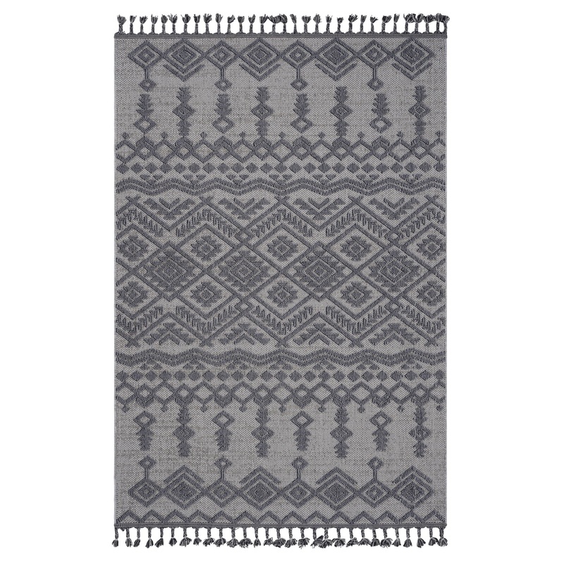 Guros – 4′ X 6′ Traditional Indoor / Outdoor Area Rug – White / Gray