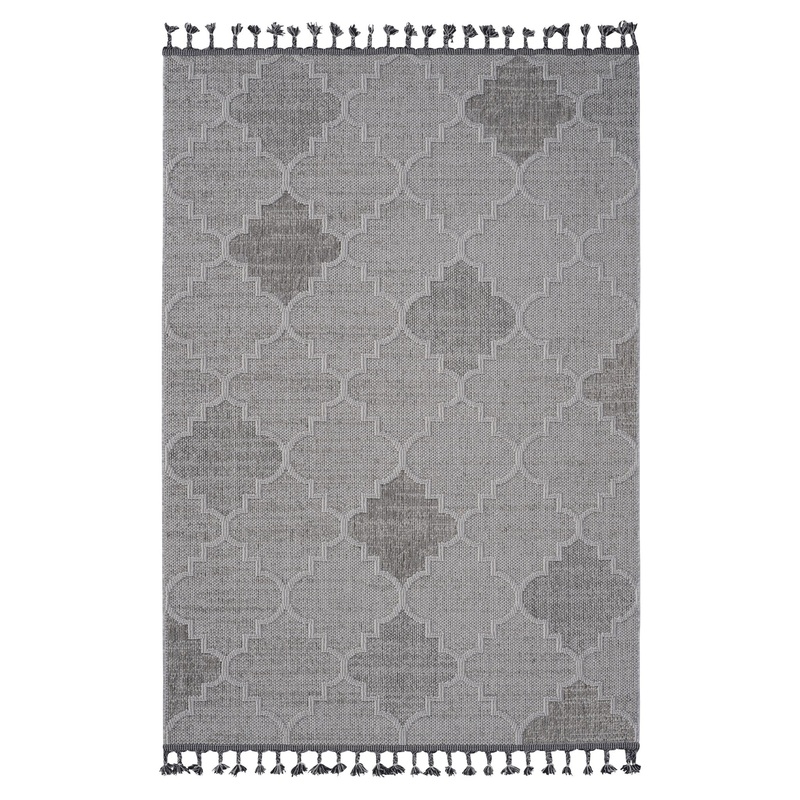 Guros – 6′ X 9′ Trellis Indoor / Outdoor Area Rug – White / Gray