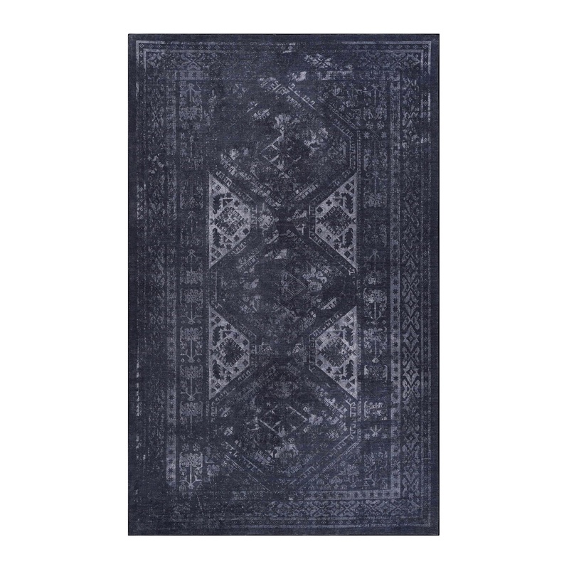 Maval – 2′ X 3′ Washable Area Rug – Black / Gray