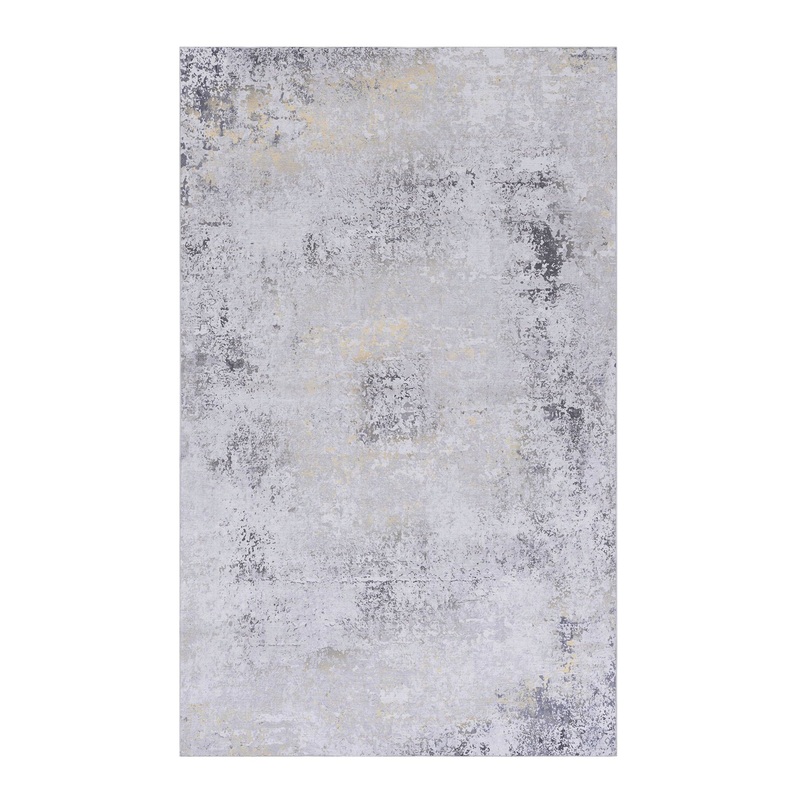 Maval – 5′ X 8′ Washable Area Rug – Gray / Gold