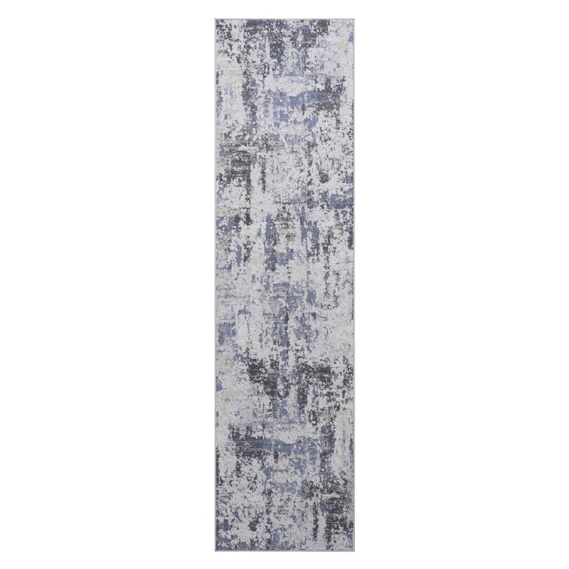 Payas – 2′ X 8′ Abstract Runner Rug – Gray / Denim