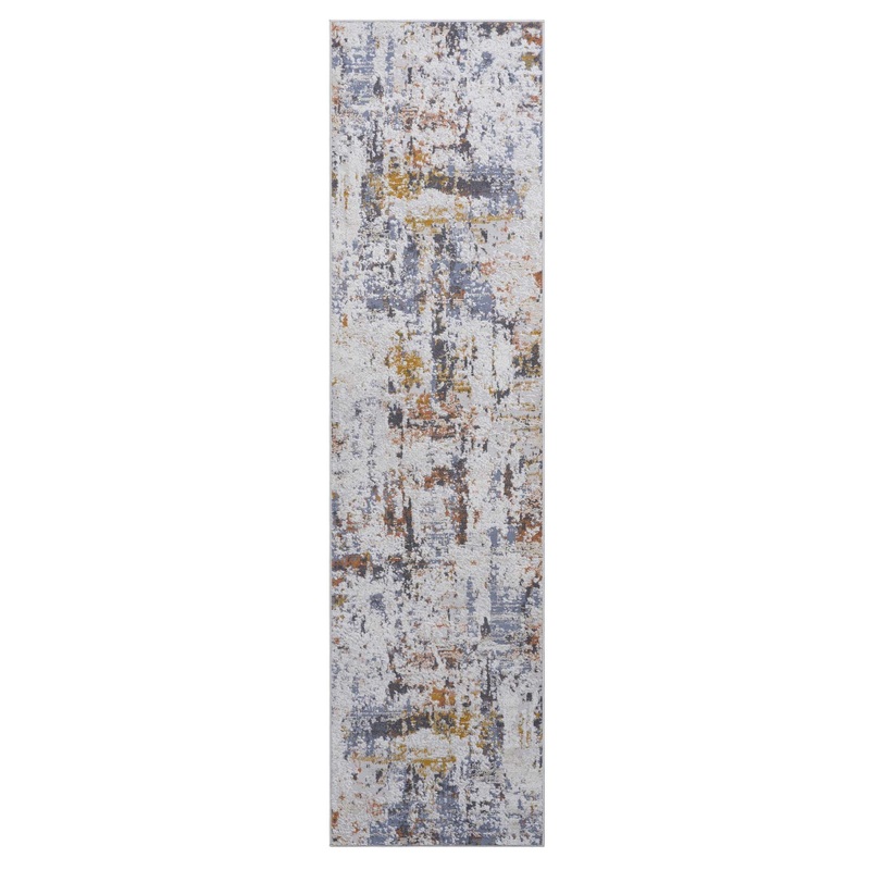 Payas – 2′ X 8′ Abstract Runner Rug – Ivory / Blue