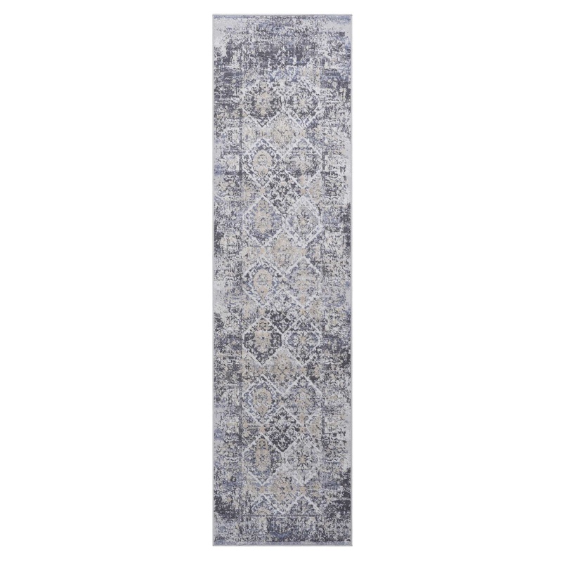 Payas – 2′ X 8′ Traditional Runner Rug – Gray / Blue