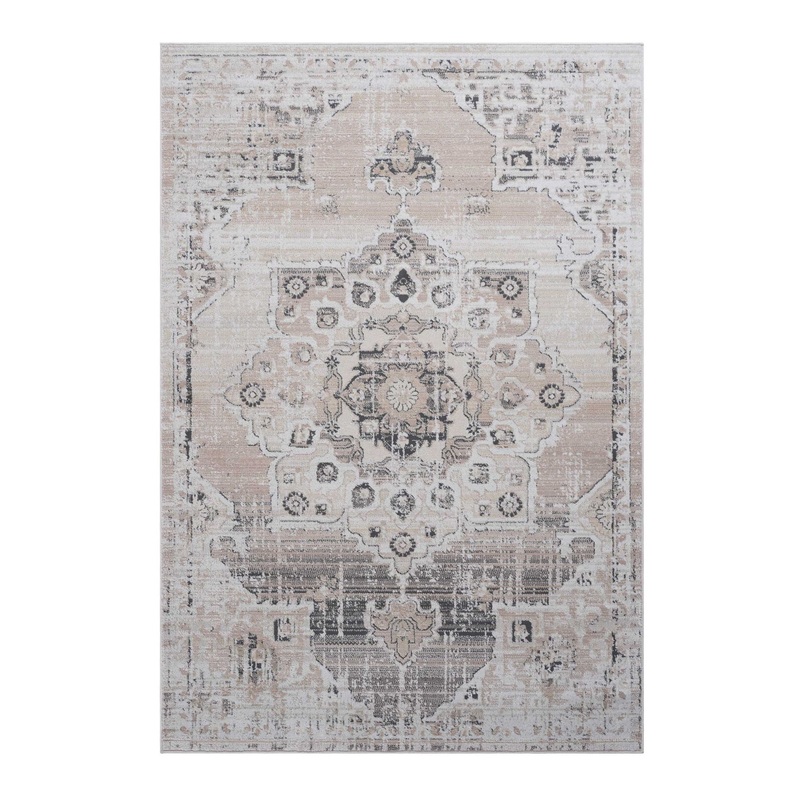 Payas – 6′ X 9′ Medallion Area Rug – Cream / Beige