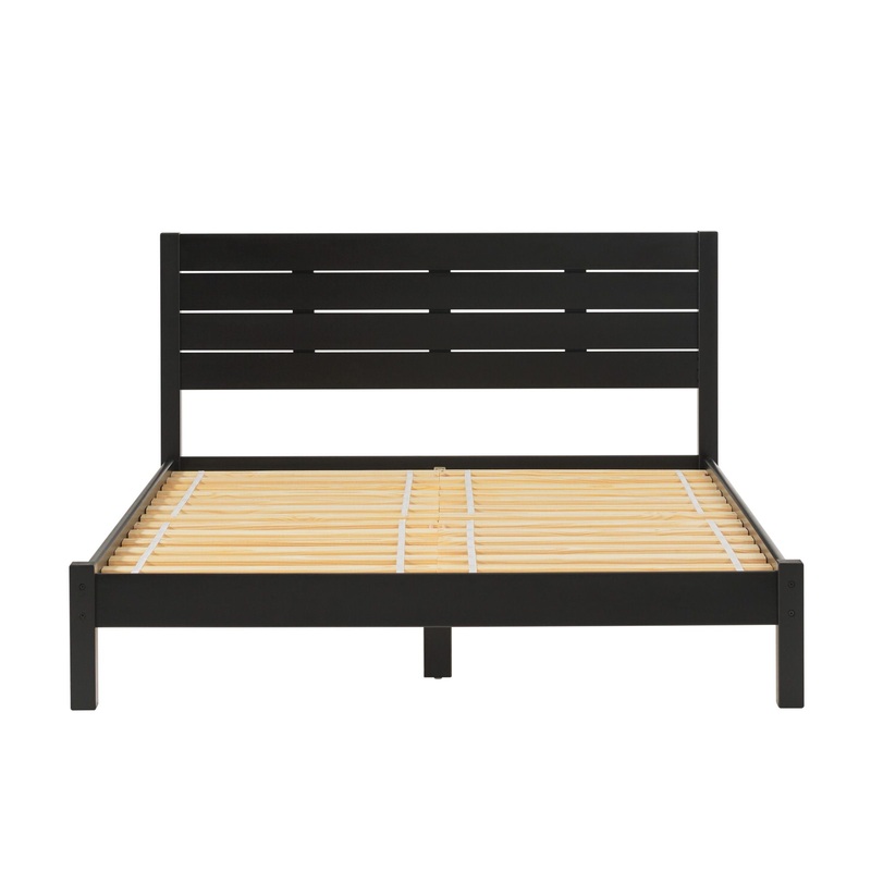 Queen Bedframe Modern Minimalist Boho – Black