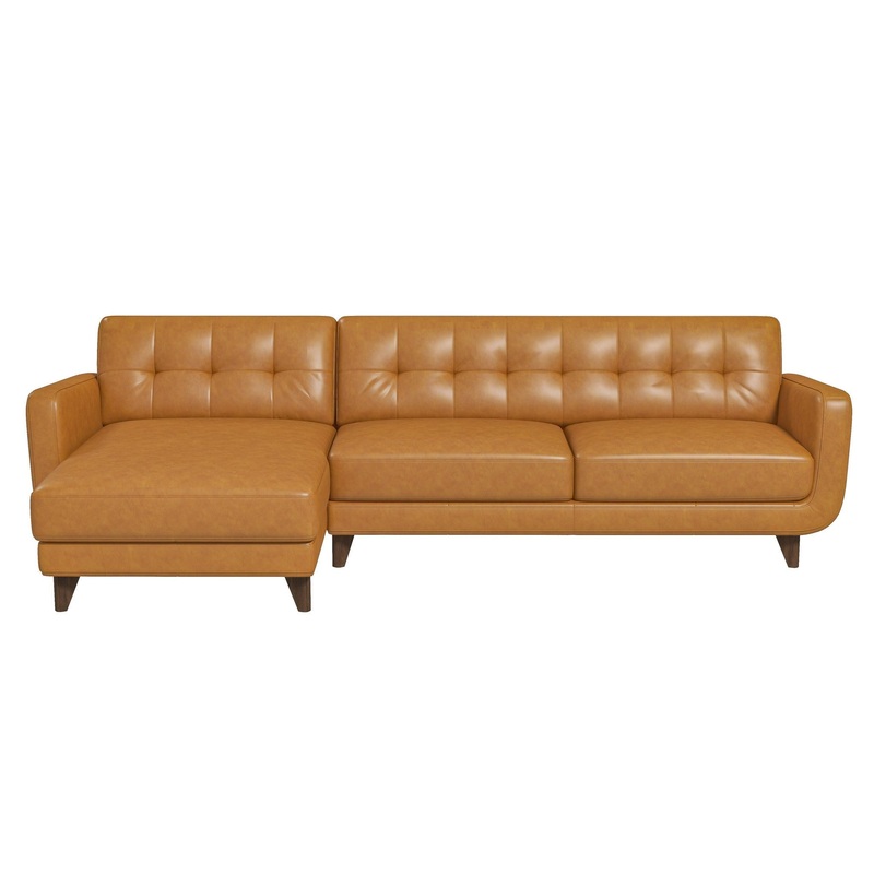 Allison – Left Facing Leather Sectional Sofa – Tan