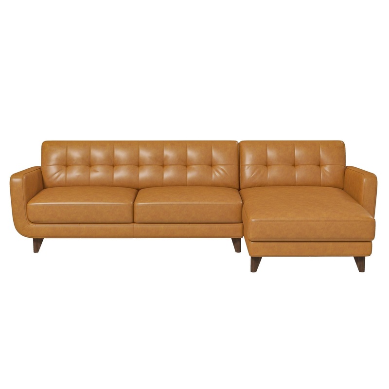 Allison – Right Facing Leather Sectional Sofa – Tan