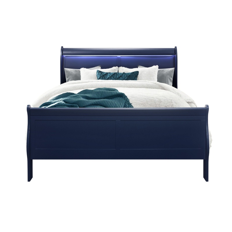 Charlston – Queen Bed With LED – Blue