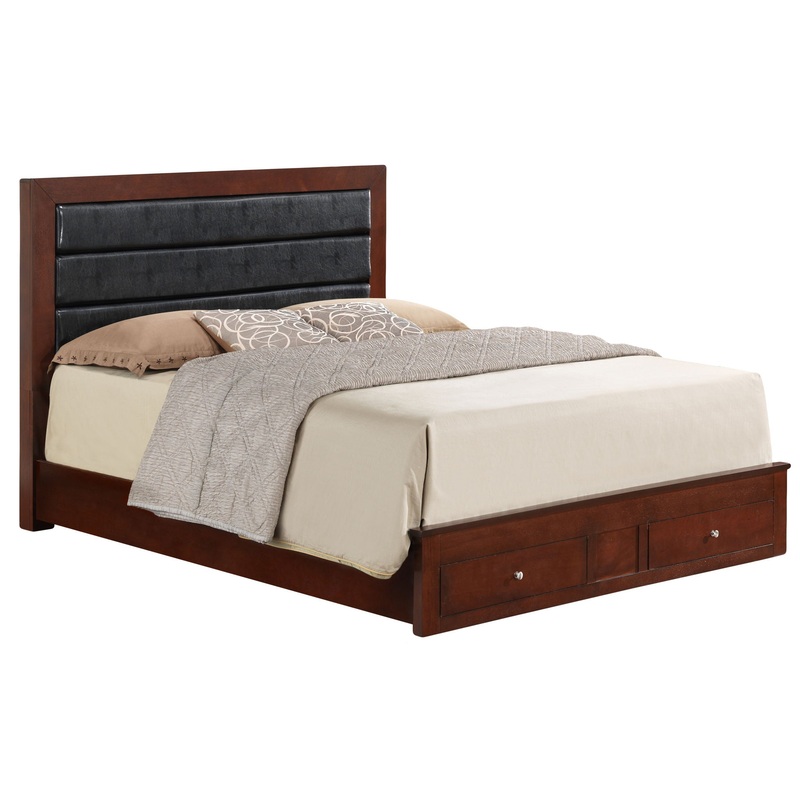 Charming Transitional Queen Bed With Storage – Cherry
