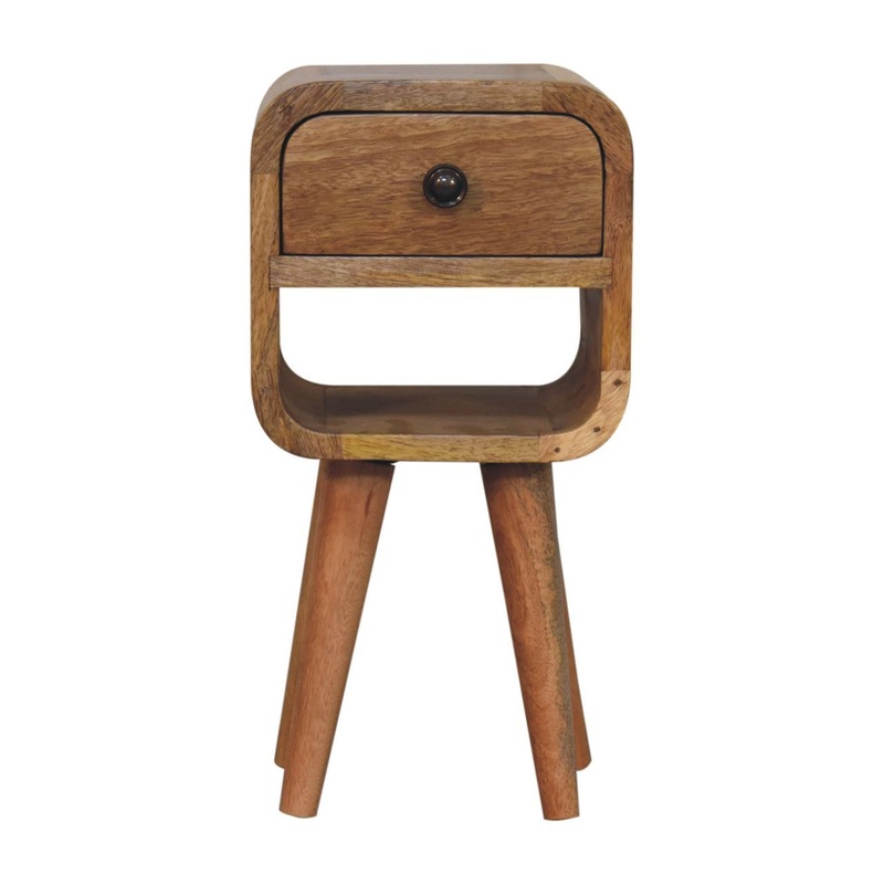 Extra Mini Curve Lower Bedside Table – Oak