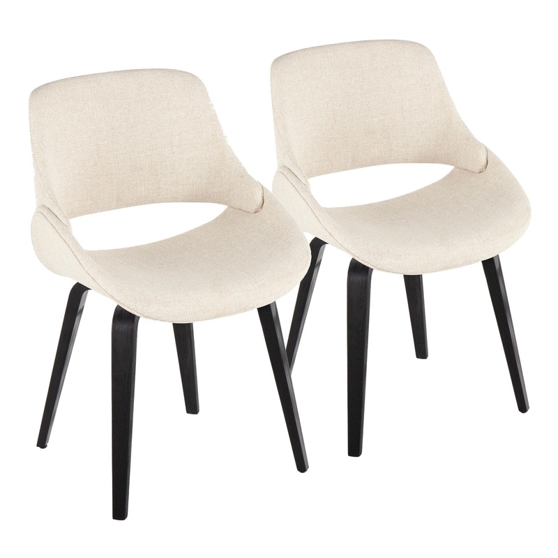 Fabrico – Mid-Century Modern Dining Chair (Set of 2) – Black / Cream