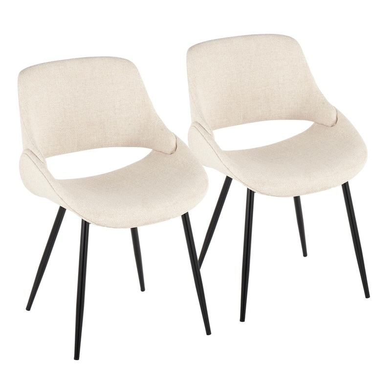 Fabrico – Mid-Century Modern Dining Chair (Set of 2) – Cream / Black