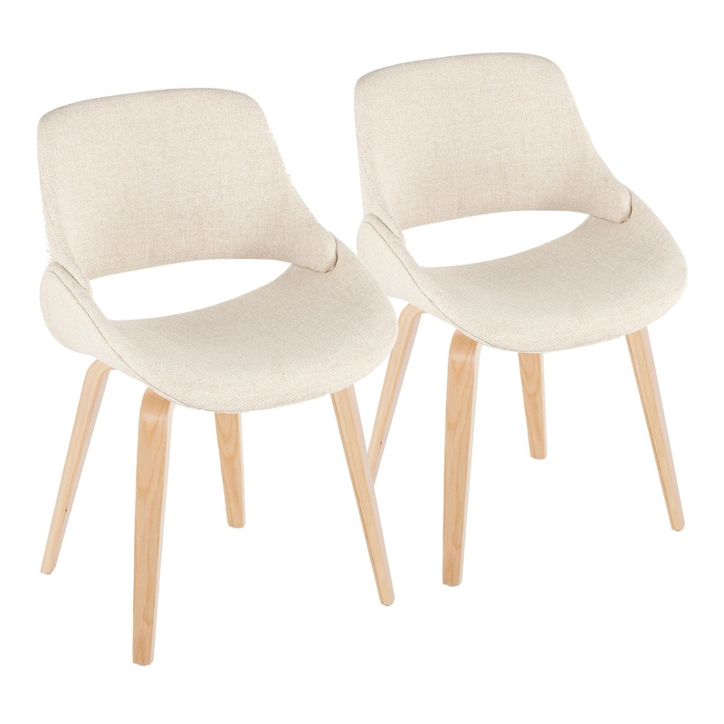 Fabrico – Mid-Century Modern Dining Chair (Set of 2) – Cream / Natural