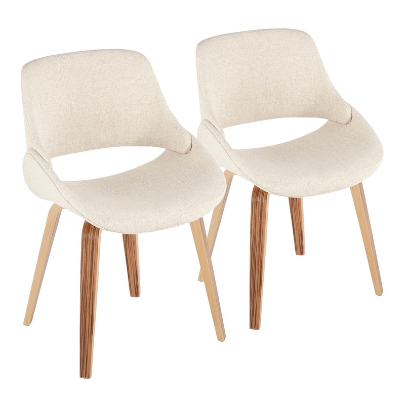 Fabrico – Mid-Century Modern Dining Chair (Set of 2) – Cream / Zebra