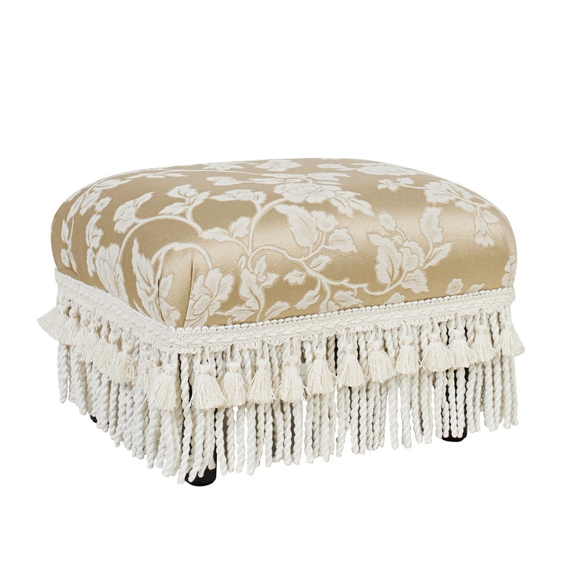 Fiona – Accent Footstool Ottoman – Champagne Beige Floral