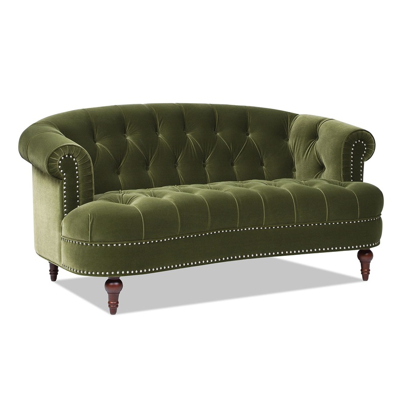 La Rosa – Victorian Chesterfield Loveseat – Olive Green