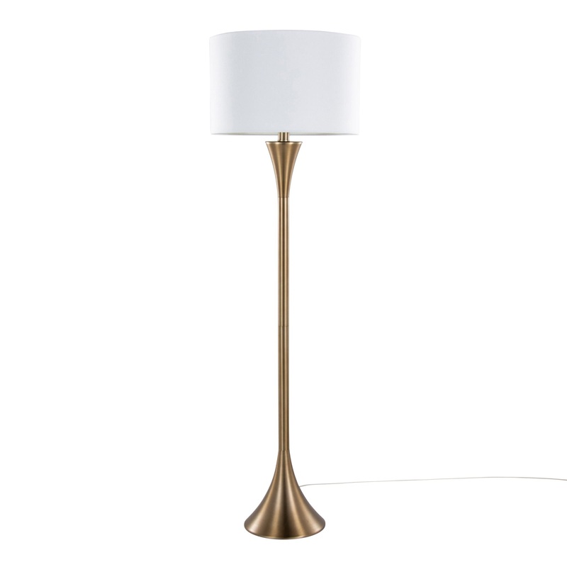 Lenuxe – Contemporary Floor Lamp – Golden Bronze / White