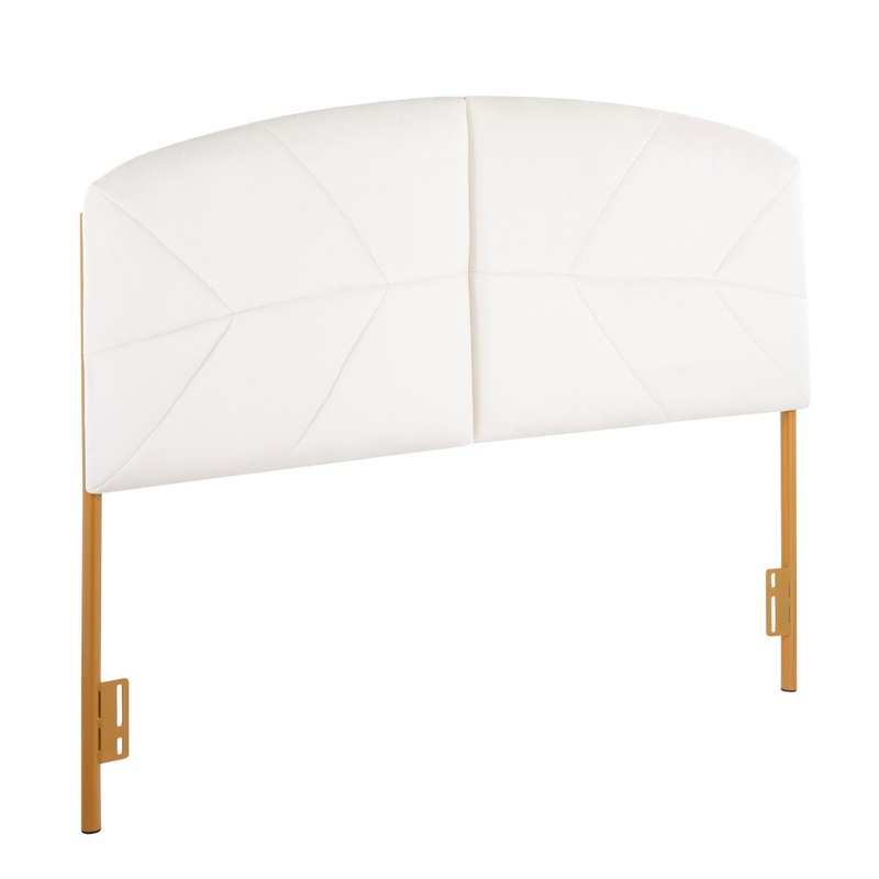 Lindsey – Queen Headboard Contemporary Glam – Gold / White