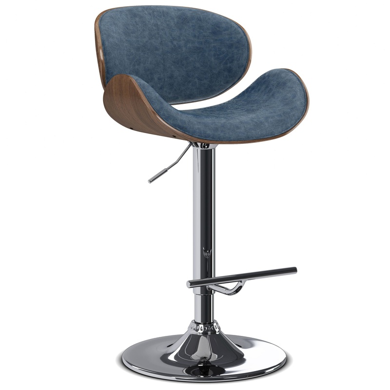 Marana – Bentwood Adjustable Swivel Bar Stool – Distressed Blue