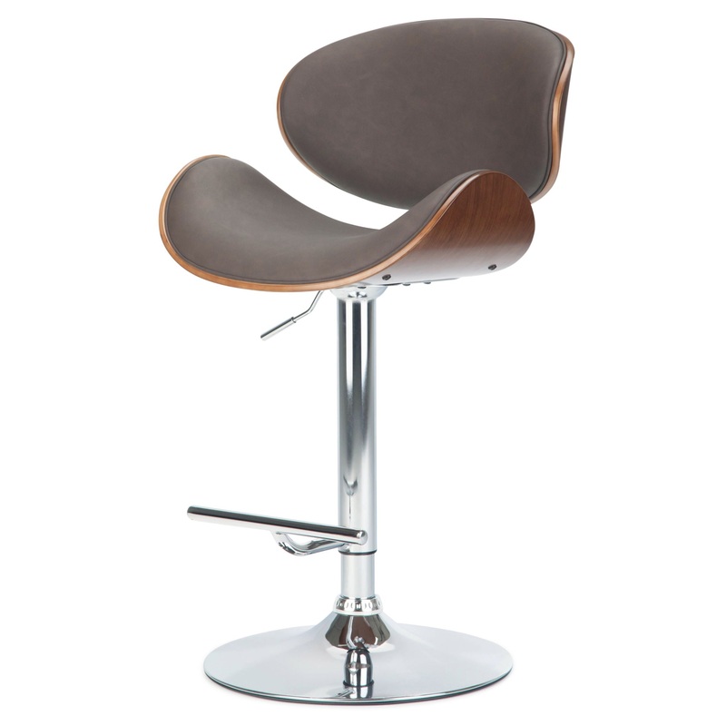 Marana – Bentwood Adjustable Swivel Bar Stool – Distressed Brown