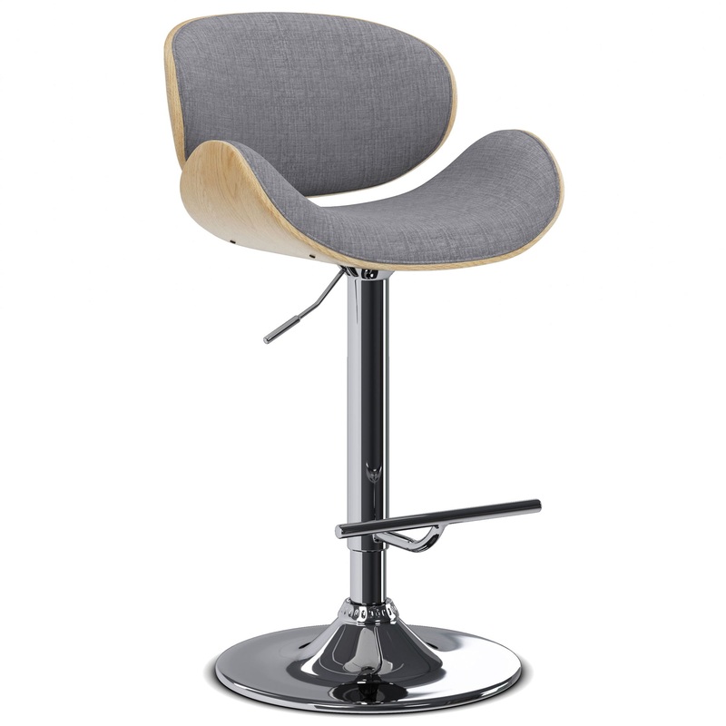 Marana – Bentwood Adjustable Swivel Bar Stool – Light Gray