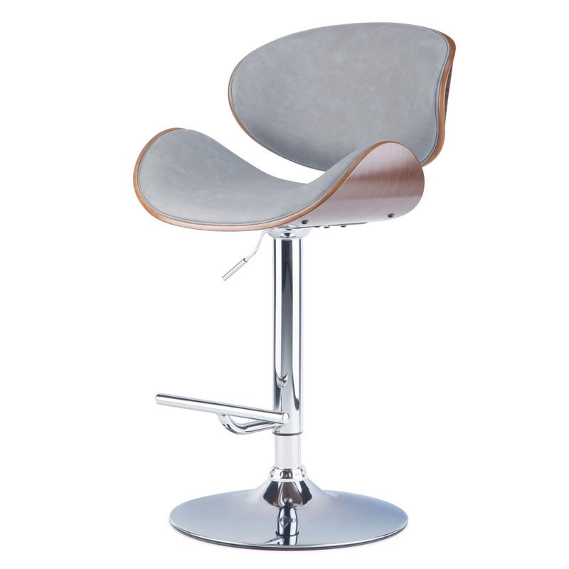 Marana – Bentwood Adjustable Swivel Bar Stool – Stone Gray