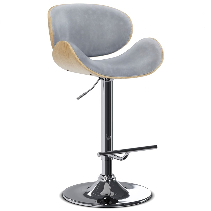 Marana – Bentwood Adjustable Swivel Bar Stool – Stone Gray / Light Brown
