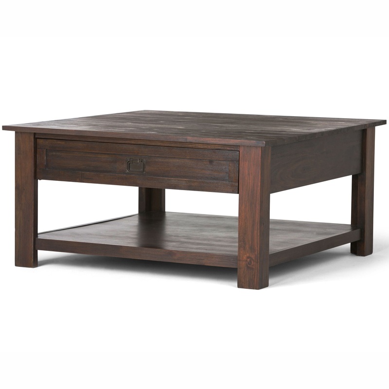 Monroe – Square Coffee Table – Distressed Charcoal Brown